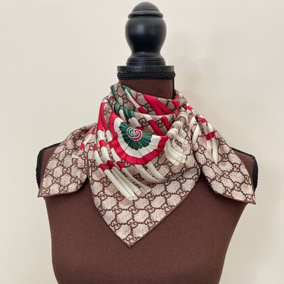 New Gucci Scarf Logo GG Club WEB Silk Wrap with Gucci Gift Box - Picture 10 of 16